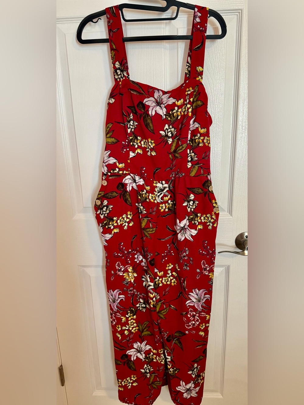 Burgundy Floral Jumpsuit Romper Sz Large